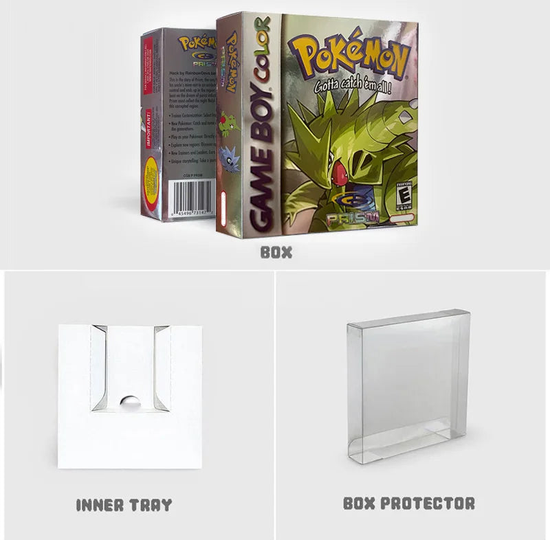 Pokemon prism USA ESP NOE RTC Flash cart GBC Nintendo Game Cartridge Video Game Console Card Rom Hack English Spanish German