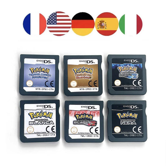 USA FRA ITA NOE ESP Pokemon HeartGold SoulSilver Black 1 2 White 1 2 Game Cartridge for DS NDS 3DS