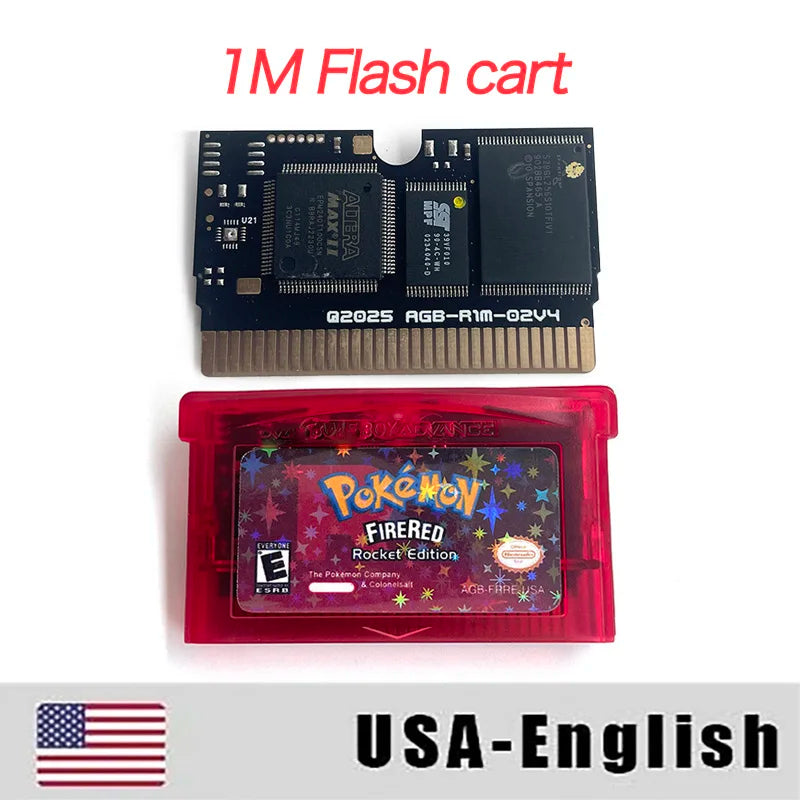 Pokemon firered rocket USA ESP 1M Flash cart GBA Nintendo Game Cartridge Video Game  Rom Hack Spanish English