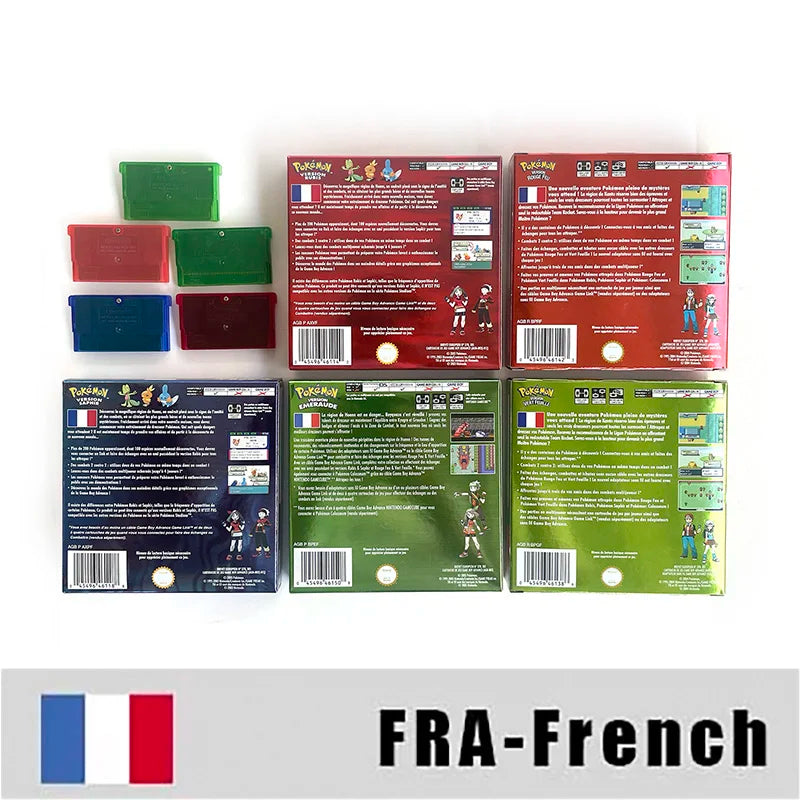 EUR ESP NOE FRA ITA USA RTC flash 1 M Flash CART  Pokemon 5 types Sapphire Firered Emerald Ruby Leafgreen Video Game cart for GBA Multilingual