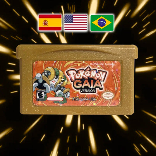 Pokemon GAIA USA ESP PT 1 M Flash cart GBA Nintendo Game Cartridge Video Game Card Rom Hack Portuguese Spanish English