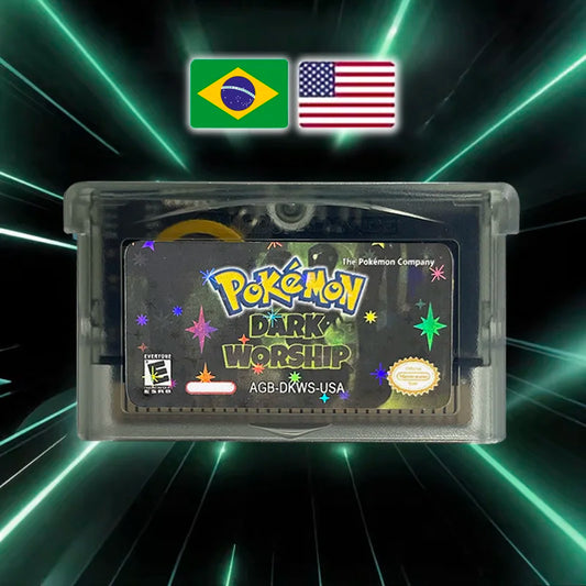 Pokemon dark worship USA PT Version RTC Flash cart GBA Nintendo Game Cartridge Video Console Card Rom Hack Portuguese English