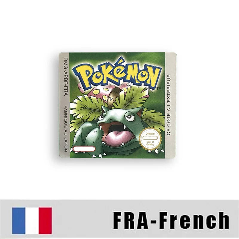 Pokemon Yellow Blue Red Crystal Silver Gold Green USA EUR FRA ESP NOE ITA Metallic Label Sticker for GBC