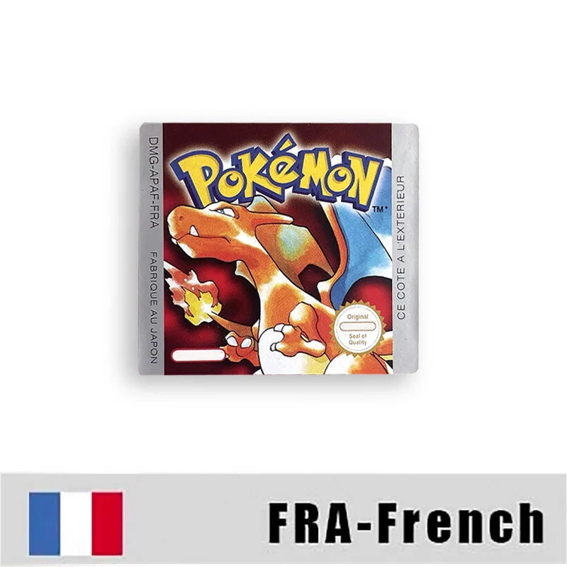 Pokemon Yellow Blue Red Crystal Silver Gold Green USA EUR FRA ESP NOE ITA Metallic Label Sticker for GBC