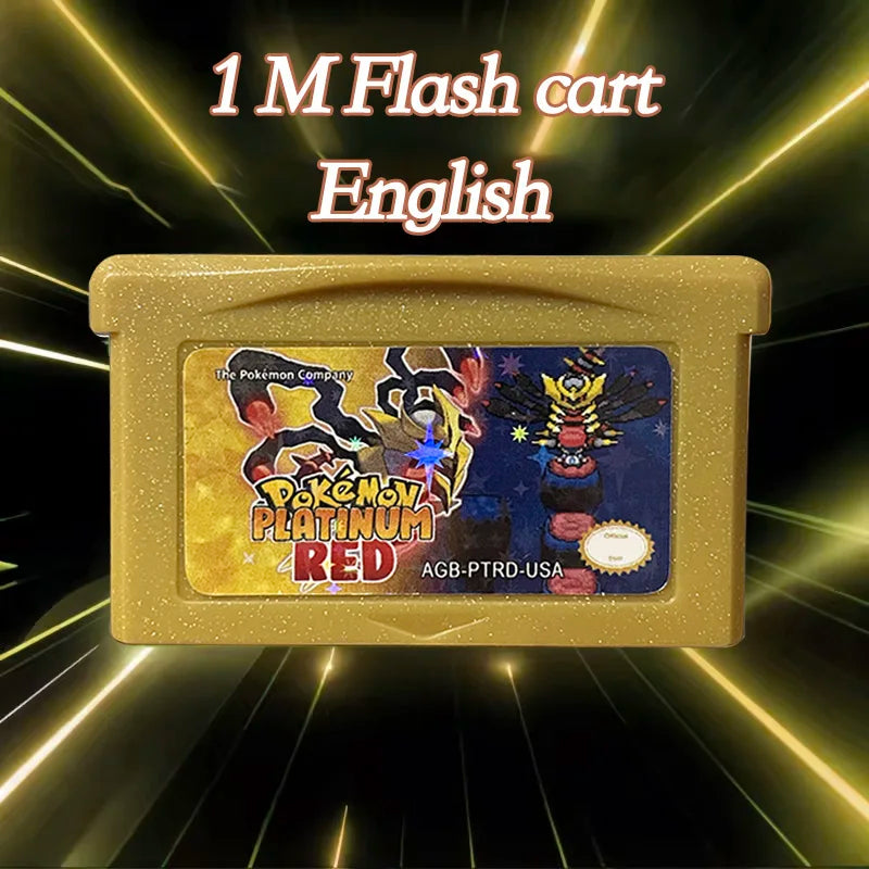 USA Version 1 M Flash cart Pokemon platinum red v 1.3 GBA Game Cartridge Rom Hack English Language