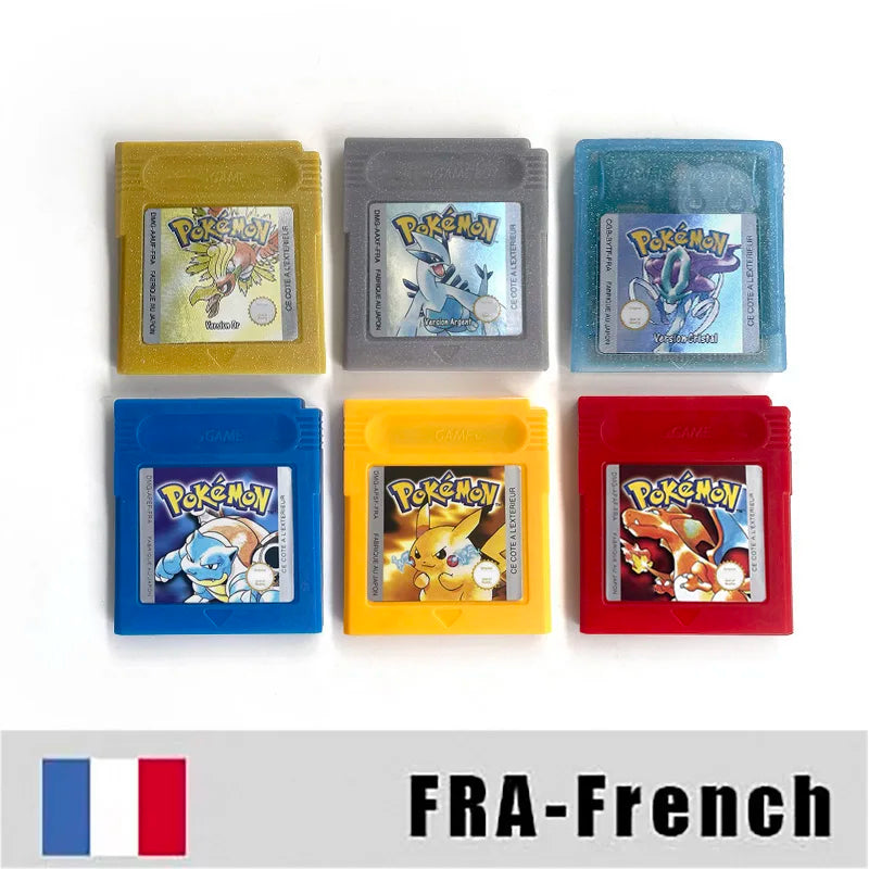 ITA ESP EUR FRA NOE RTC flash cart NO RTC FLASH CART Pokemon gold silver yellow crystal 16 bit Rom Hack Game Cartridge for GBC