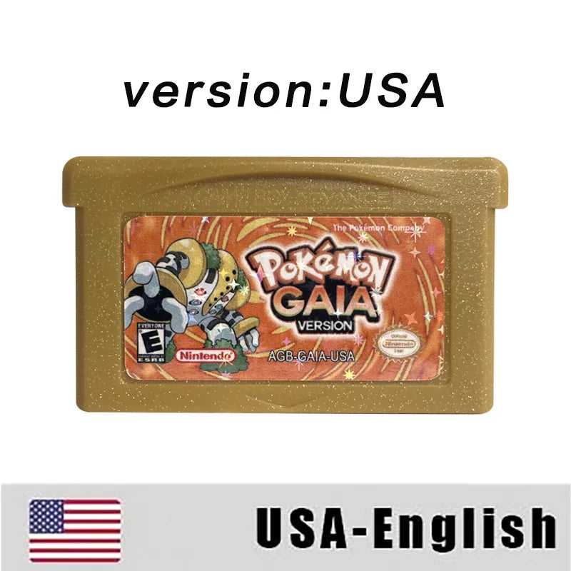 Pokemon GAIA USA ESP PT 1 M Flash cart GBA Nintendo Game Cartridge Video Game Card Rom Hack Portuguese Spanish English