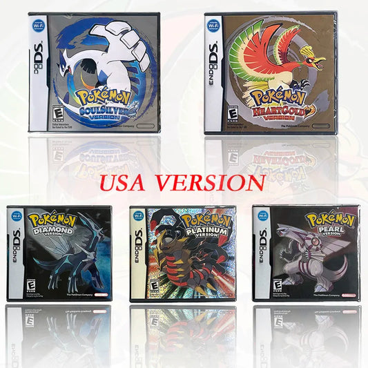 USA Version Platinum HeartGold pokemon SoulSilver Diamond Pearl New Sealed Package game Cartridge With Box and Manual For DS