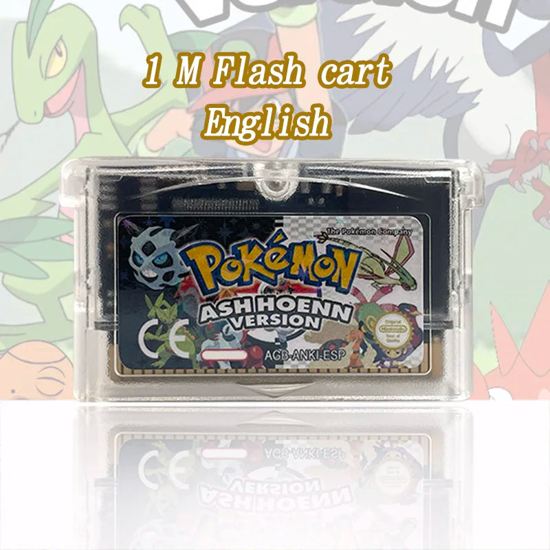 Pokemon ashhoenn version USA ESP 1 M Flash cart GBA Nintendo Game Cartridge Video Console Card Rom Hack Spanish English
