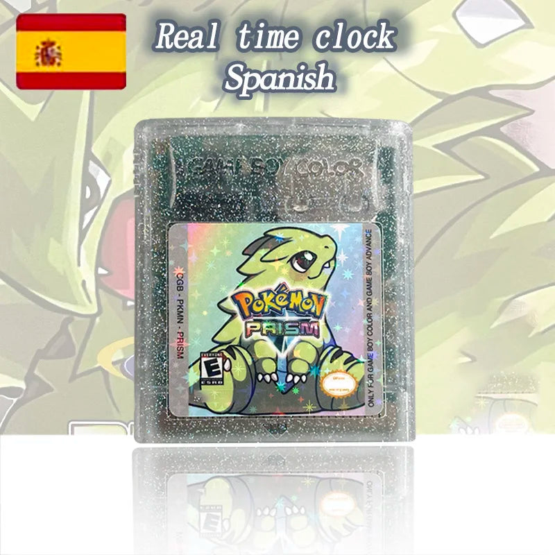 USA ESP NOE Version Pokemon prism RTC Flash cart GBC Game Cartridge Video Game Console Card Rom Hack English Spanish German