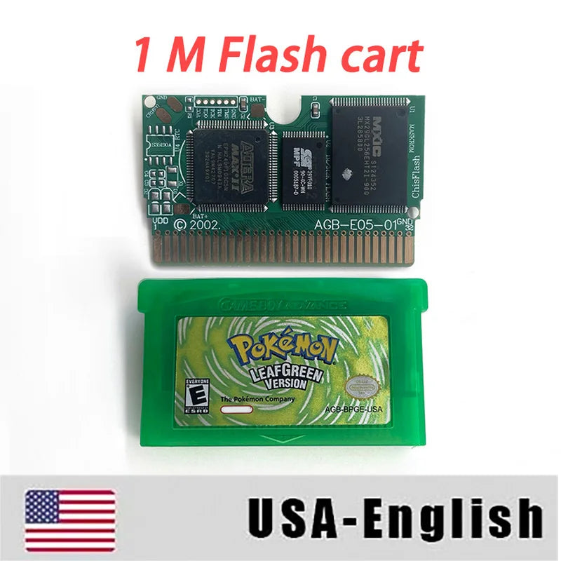 pokemon leafgreen version cartridge with box manual for gba game boy advance