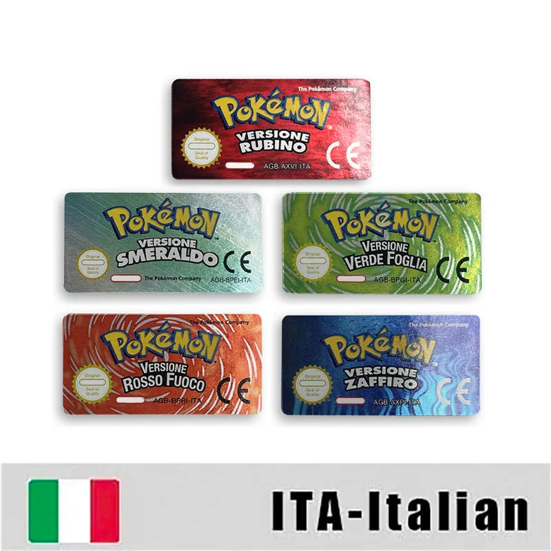 Pokemon Leaf Green Fire Red Ruby Emerald Sapphire Game Cartridge Label Stickers for Gba
