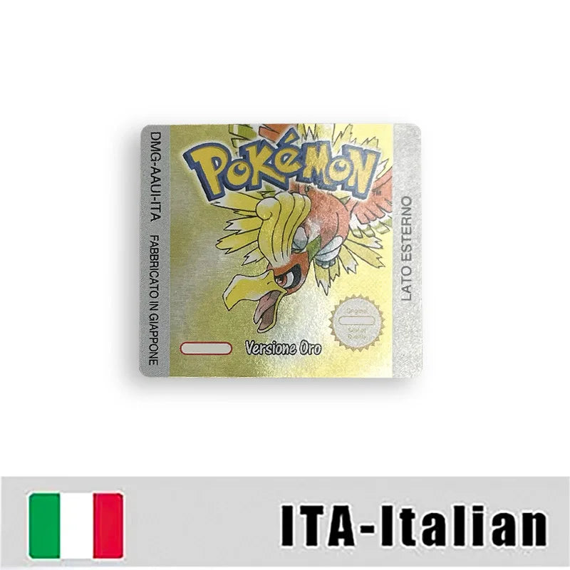 Pokemon Yellow Blue Red Crystal Silver Gold Green USA EUR FRA ESP NOE ITA Metallic Label Sticker for GBC