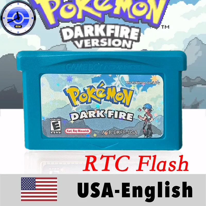 USA English RTC Flash Cart Pokemon Altered Emerald Odyssey GLAZED Flora Sky quetzal pisces Game Cartridge Card Rom Hack for Gba