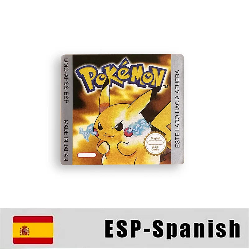 Pokemon Yellow Blue Red Crystal Silver Gold Green USA EUR FRA ESP NOE ITA Metallic Label Sticker for GBC