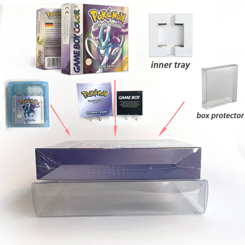 USA ITA NOE FRA ESP version battery save cart sealed pokemon blue 16 bit box tray manual Game Cartridge for GBC