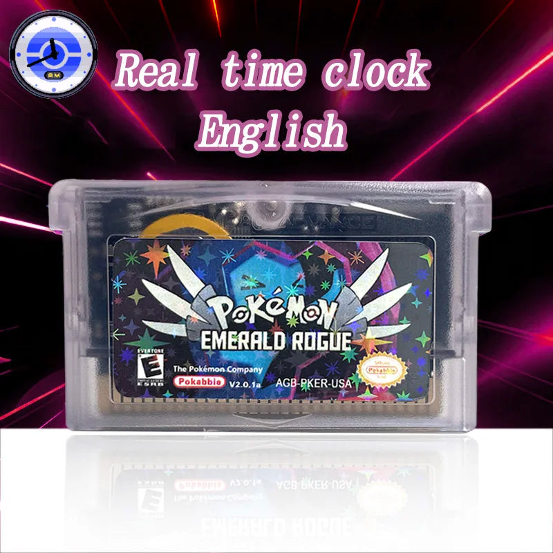 USA English RTC Flash Cart Pokemon Altered Emerald Odyssey GLAZED Flora Sky quetzal pisces Game Cartridge Card Rom Hack for Gba