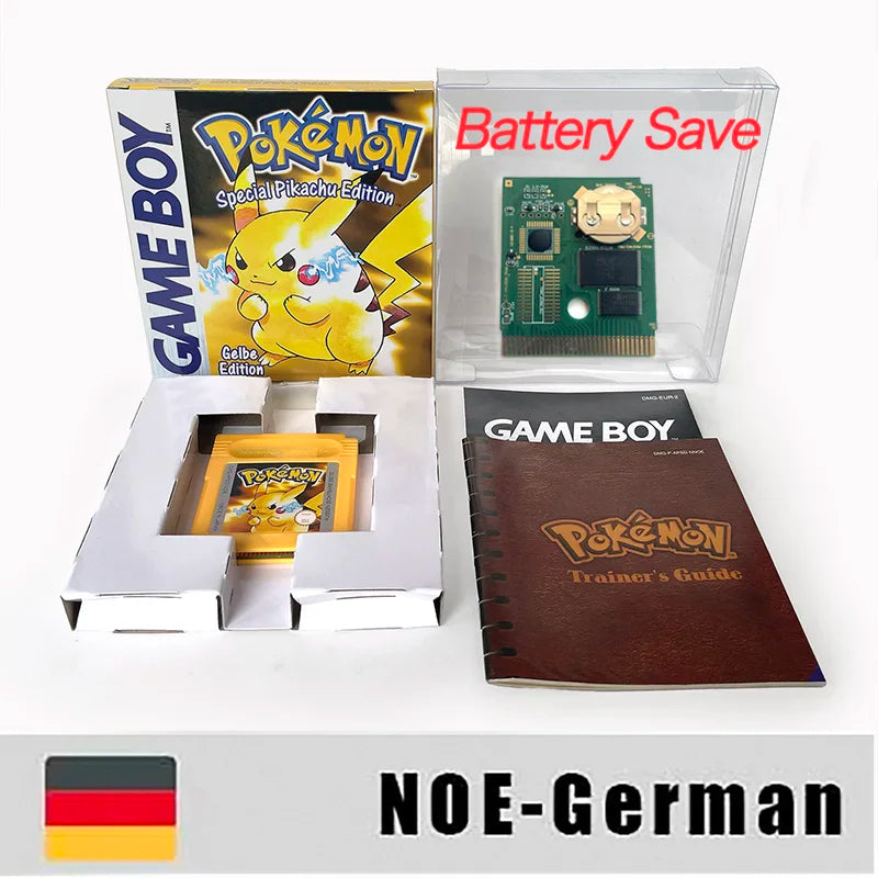 USA ITA NOE FRA ESP version battery save cart sealed pokemon blue 16 bit box tray manual Game Cartridge for GBC