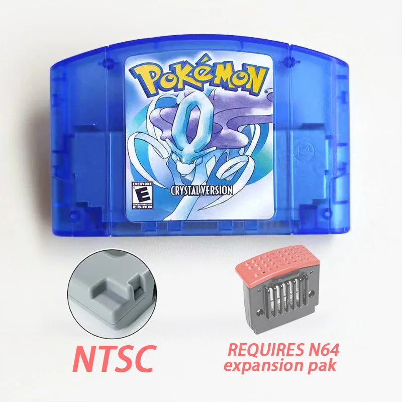 USA NTSC Pokemon Blue Crystal Red Silver Yellow Gold Green Game Cartridge 64 Bit Game Consoles with Retail Box for N64