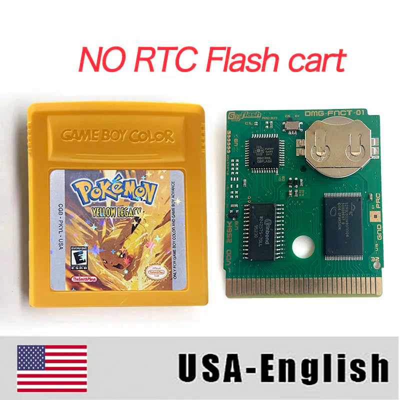 USA RTC Flash Cart Pokemon crystal legacy yellow legacy special eevee Battery Save Real Time Clock game cartridge for gbc gameboy Color