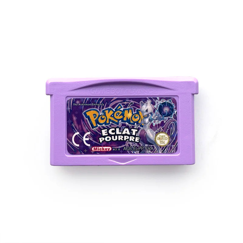 FRA Version Pokemon CHROME ECLAT POURPRE 2.0 FIRE BLACK 1.3 1 M Flash cart GBA Game Cartridge Video Game Console for gba Rom Hack French