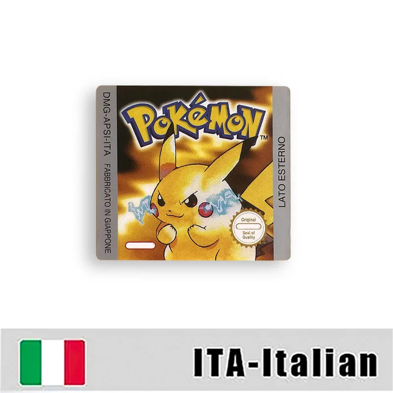 Pokemon Yellow Blue Red Crystal Silver Gold Green USA EUR FRA ESP NOE ITA Metallic Label Sticker for GBC