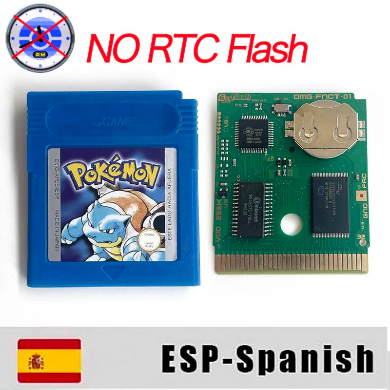 ITA ESP EUR FRA NOE RTC flash cart NO RTC FLASH CART Pokemon gold silver yellow crystal 16 bit Rom Hack Game Cartridge for GBC