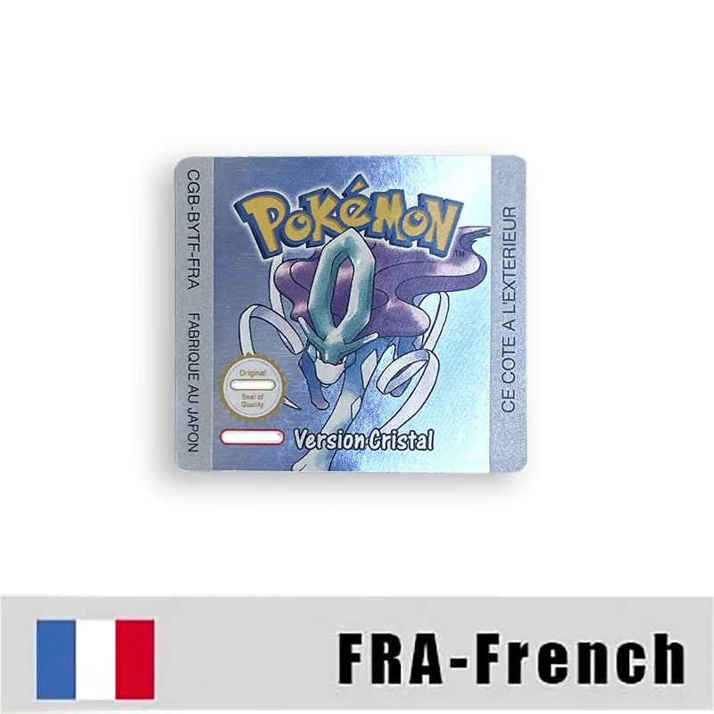 Pokemon Yellow Blue Red Crystal Silver Gold Green USA EUR FRA ESP NOE ITA Metallic Label Sticker for GBC