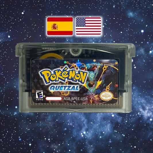 Pokemon quetzal ESP USA Version RTC Flash cart GBA Nintendo Game Cartridge Video Game Console Card Rom Hack Spanish English