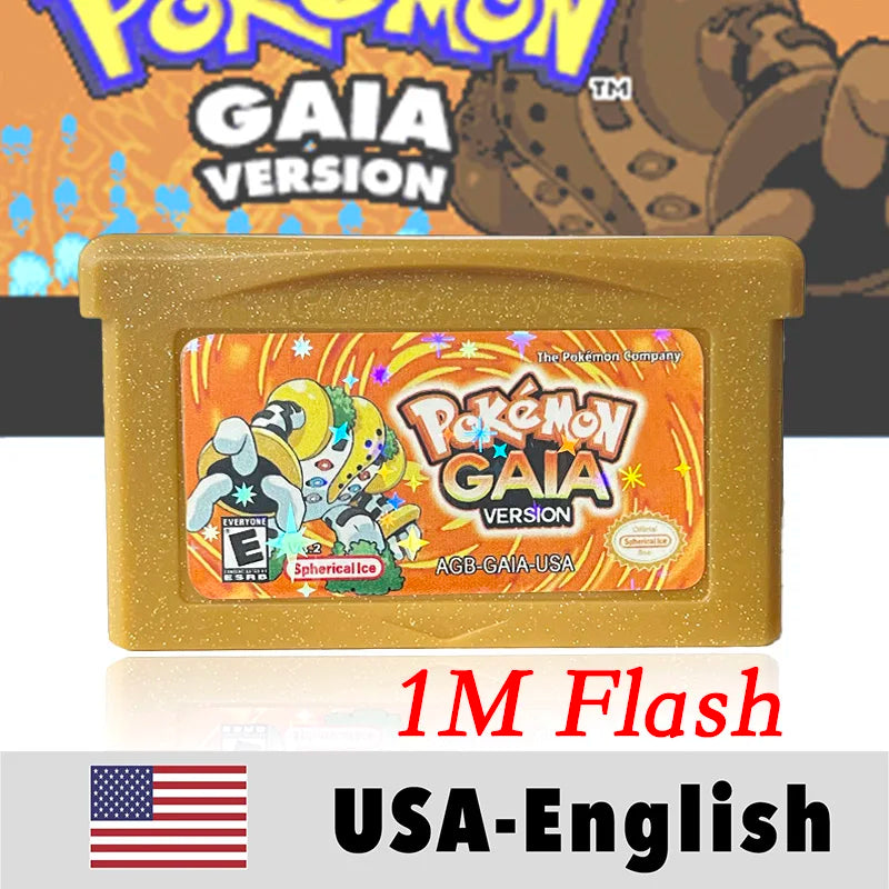 USA English  1 M Flash cart Pokemon moemon FIRERED GAIA MY ASS ash hoenn firered rocket CLOVER GBA Rom Hack Game Cartridge