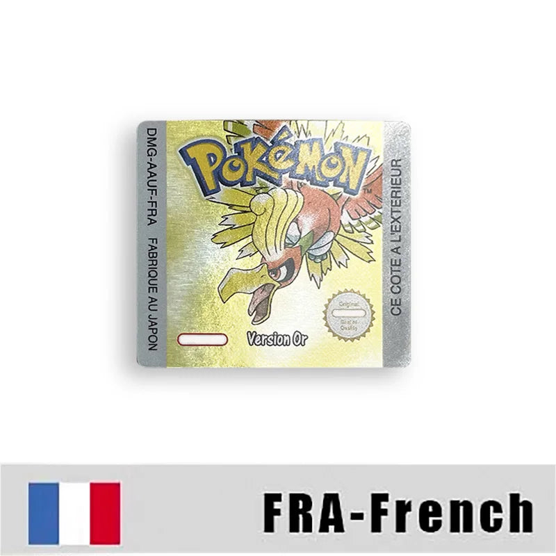 Pokemon Yellow Blue Red Crystal Silver Gold Green USA EUR FRA ESP NOE ITA Metallic Label Sticker for GBC