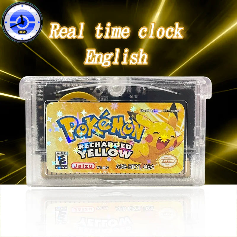 USA VERSION GBA Game Pokemon recharged yellow v1.8.0 RTC Flash cart Real Time Clock game Cartridge Rom Hack English
