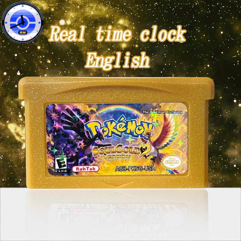 USA English Pokemon Heart Soul / Soul Gold RTC Flash Cart Game Cartridge Video Rom Hack for gba