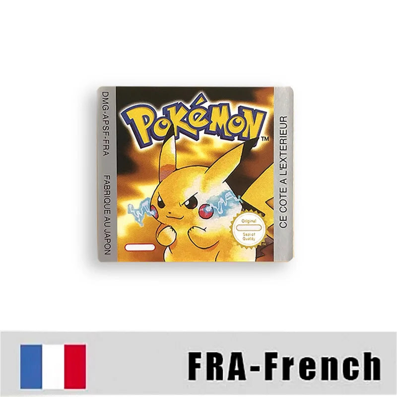 Pokemon Yellow Blue Red Crystal Silver Gold Green USA EUR FRA ESP NOE ITA Metallic Label Sticker for GBC