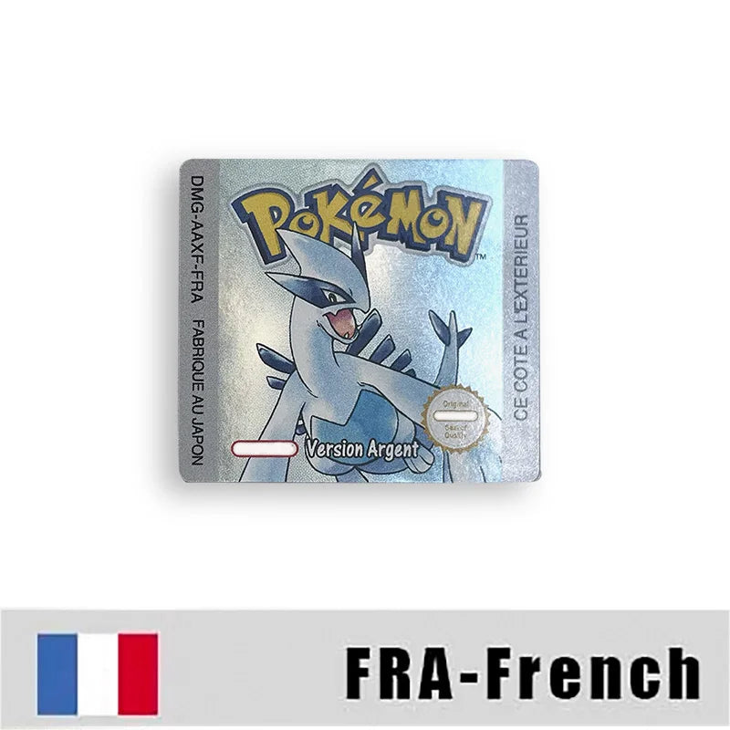 Pokemon Yellow Blue Red Crystal Silver Gold Green USA EUR FRA ESP NOE ITA Metallic Label Sticker for GBC