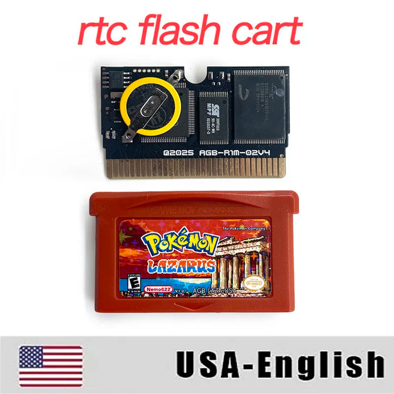 Pokemon lazarus Rom Hacks with box English V1.1 RTC Flash cart Game Cartridge