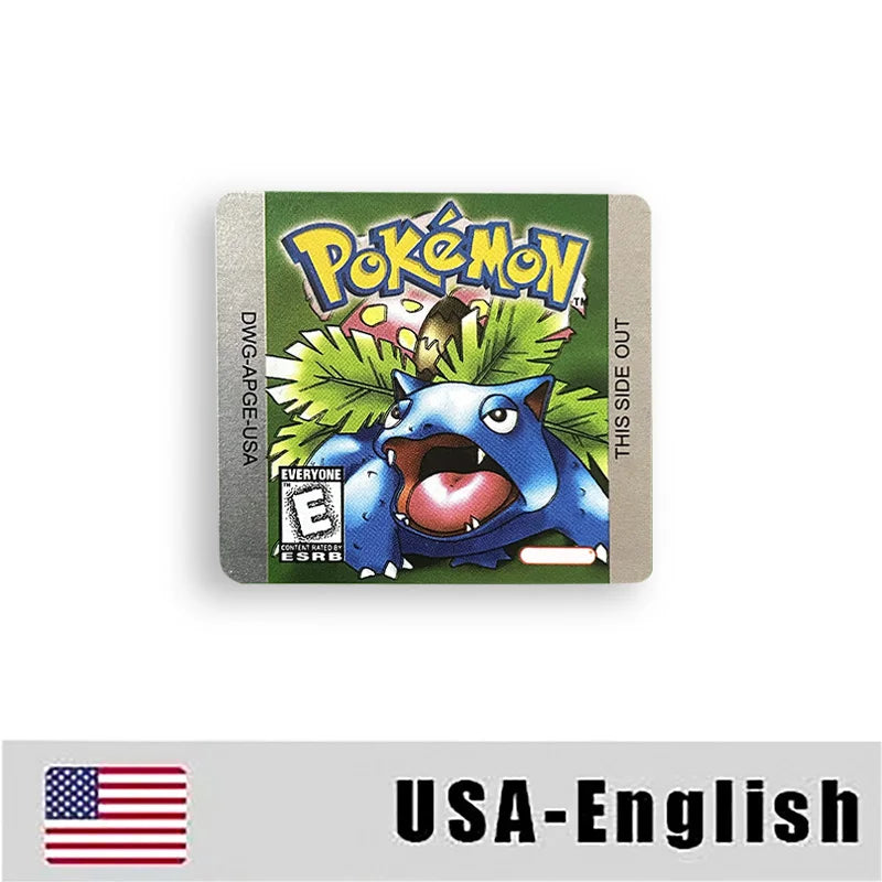 Pokemon Yellow Blue Red Crystal Silver Gold Green USA EUR FRA ESP NOE ITA Metallic Label Sticker for GBC