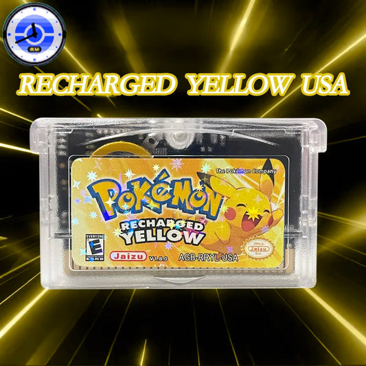 USA VERSION GBA Game Pokemon recharged yellow v1.8.0 RTC Flash cart Real Time Clock game Cartridge Rom Hack English