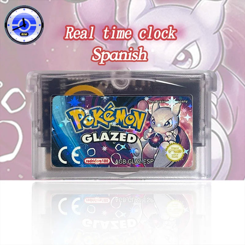ESP Spanish RTC Flash cart pokemon QUEZAL team rocket glazed quetzal dark worship unbound Cartridge Card Rom Hack for gba
