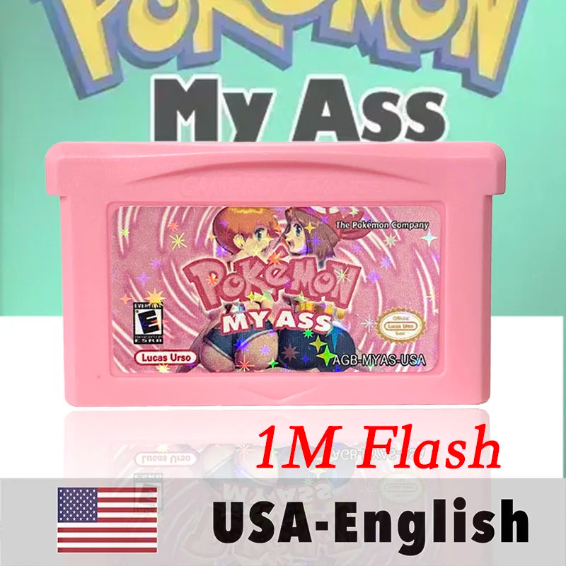 USA English  1 M Flash cart Pokemon moemon FIRERED GAIA MY ASS ash hoenn firered rocket CLOVER GBA Rom Hack Game Cartridge