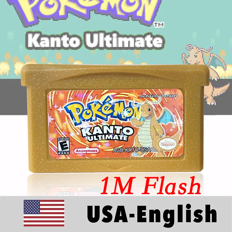 USA English  1 M Flash cart Pokemon moemon FIRERED GAIA MY ASS ash hoenn firered rocket CLOVER GBA Rom Hack Game Cartridge