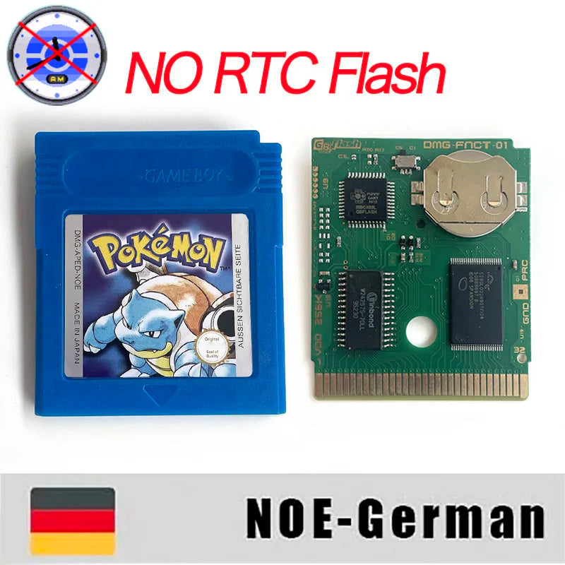 ITA ESP EUR FRA NOE RTC flash cart NO RTC FLASH CART Pokemon gold silver yellow crystal 16 bit Rom Hack Game Cartridge for GBC