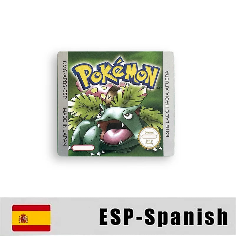 Pokemon Yellow Blue Red Crystal Silver Gold Green USA EUR FRA ESP NOE ITA Metallic Label Sticker for GBC