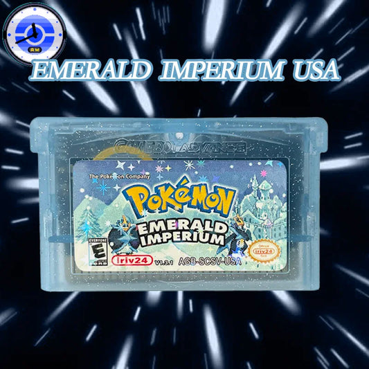 USA VERSION GBA Game Pokemon Emerald Imperium V1.3.1 RTC Flash cart Real Time Clock Cartridge Rom Hack English