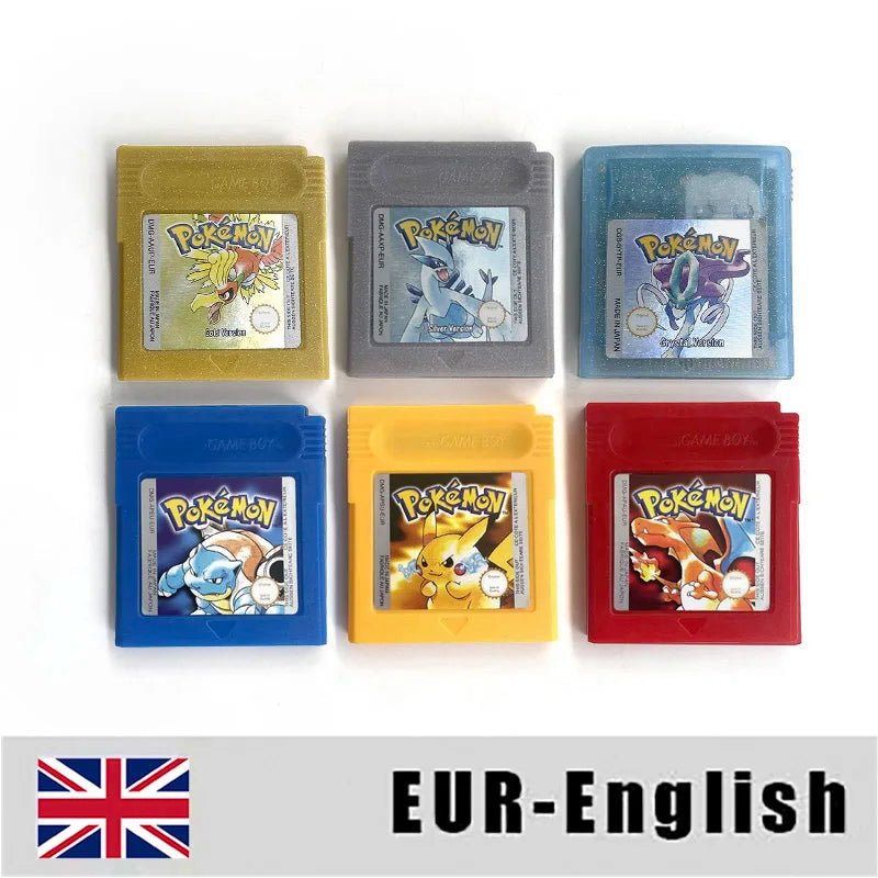 ITA ESP EUR FRA NOE RTC flash cart NO RTC FLASH CART Pokemon gold silver yellow crystal 16 bit Rom Hack Game Cartridge for GBC