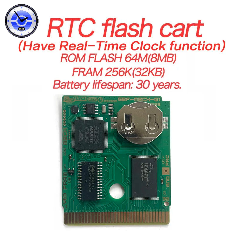 ITA ESP EUR FRA NOE RTC flash cart NO RTC FLASH CART Pokemon gold silver yellow crystal 16 bit Rom Hack Game Cartridge for GBC