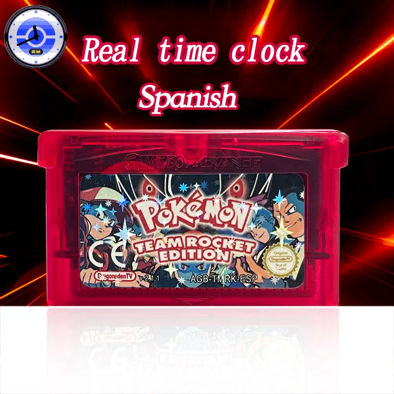 ESP Spanish RTC Flash cart pokemon QUEZAL team rocket glazed quetzal dark worship unbound Cartridge Card Rom Hack for gba