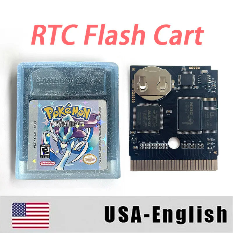 USA RTC Flash Cart Pokemon crystal legacy yellow legacy special eevee Battery Save Real Time Clock game cartridge for gbc gameboy Color