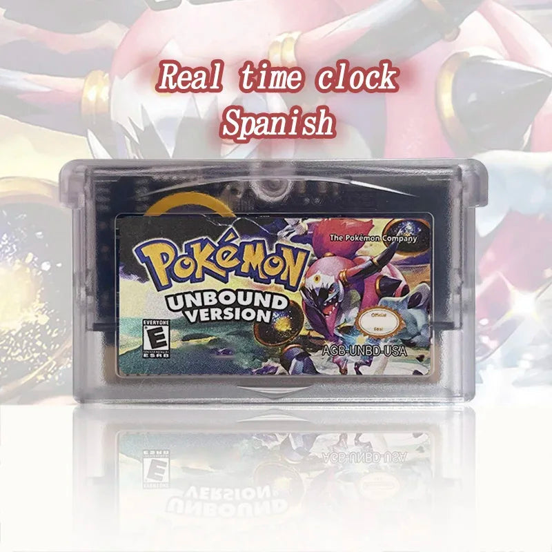 USA ESP Version IC RTC Flash cart Pokemon Unbound (v2.1.1.1) GBA Game Cartridge  Rom Hack Spanish English Language