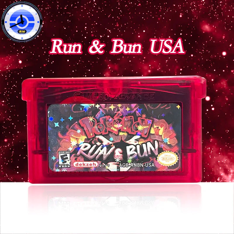 USA VERSION  English GBA Game Pokemon Run & Bun V 1.07 RTC Flash cart Real Time Clock GAME Cartridge Rom Hack FOR GBA